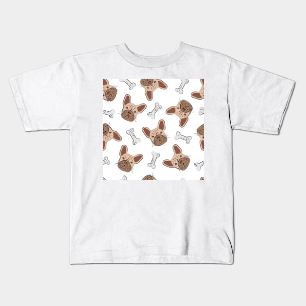 French bulldog patern Kids T-Shirt by Hand-drawn